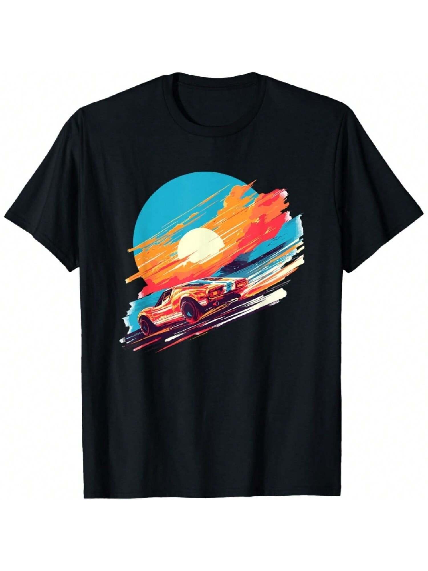 Sunset Retro Race Car Enthusiast Automotive Art T-Shirt2 S разноцветный