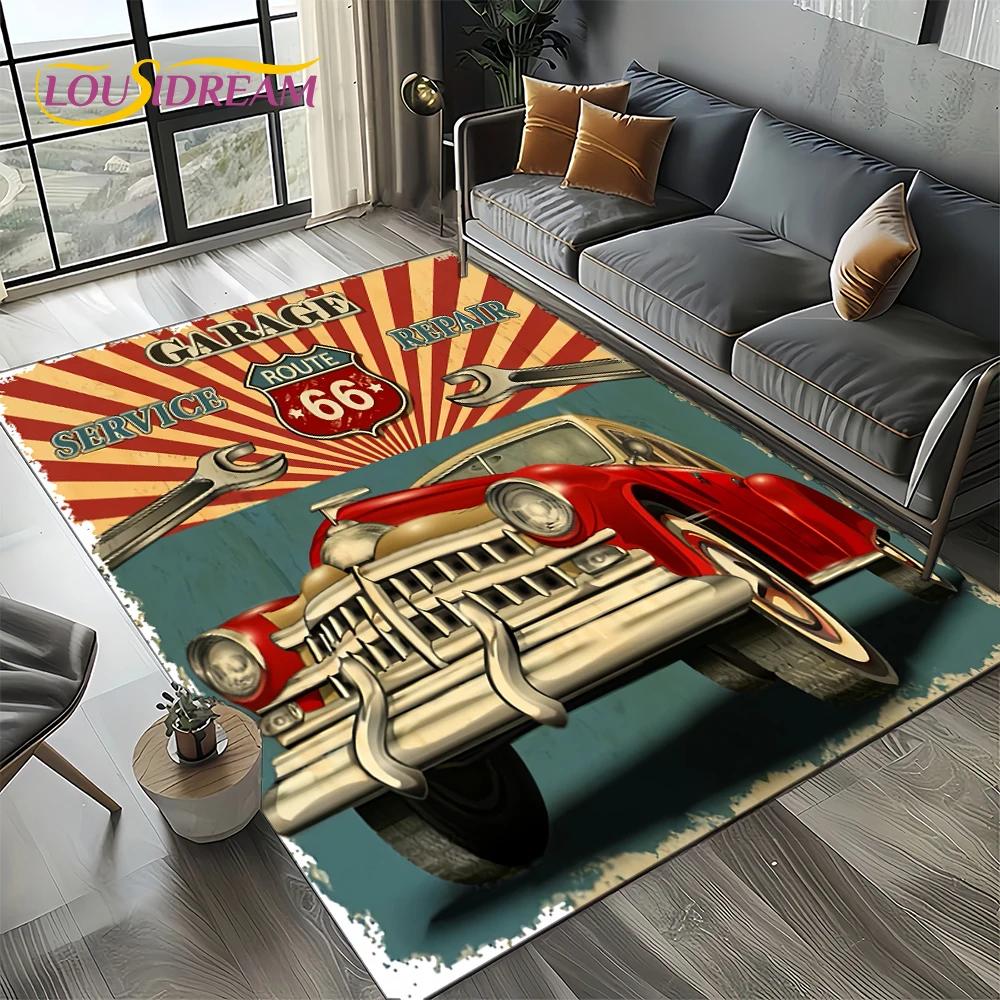 Route 66 Retro America Historic Mother Road,mãe EstradaCarpet Rug for Living Room Bedroom Home Sofa,Area Rug Non-slip Floor Mat