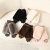 Solid Color Women Winter Gloves Rabbit Faux Fur Thermal Mittens Fashion Suede Gloves  Girl