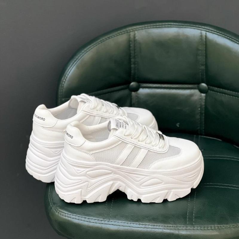Leather mesh 8 thick-soled little white shoes women's shoes summer height increase dad women's muffin sneakers
