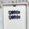 10pcs Blue Cat Eye Short Square Head Fake Nail Dreamy Universe Starry Sky Star Flash Press on Nail Full Cover Wearable Nails Tip