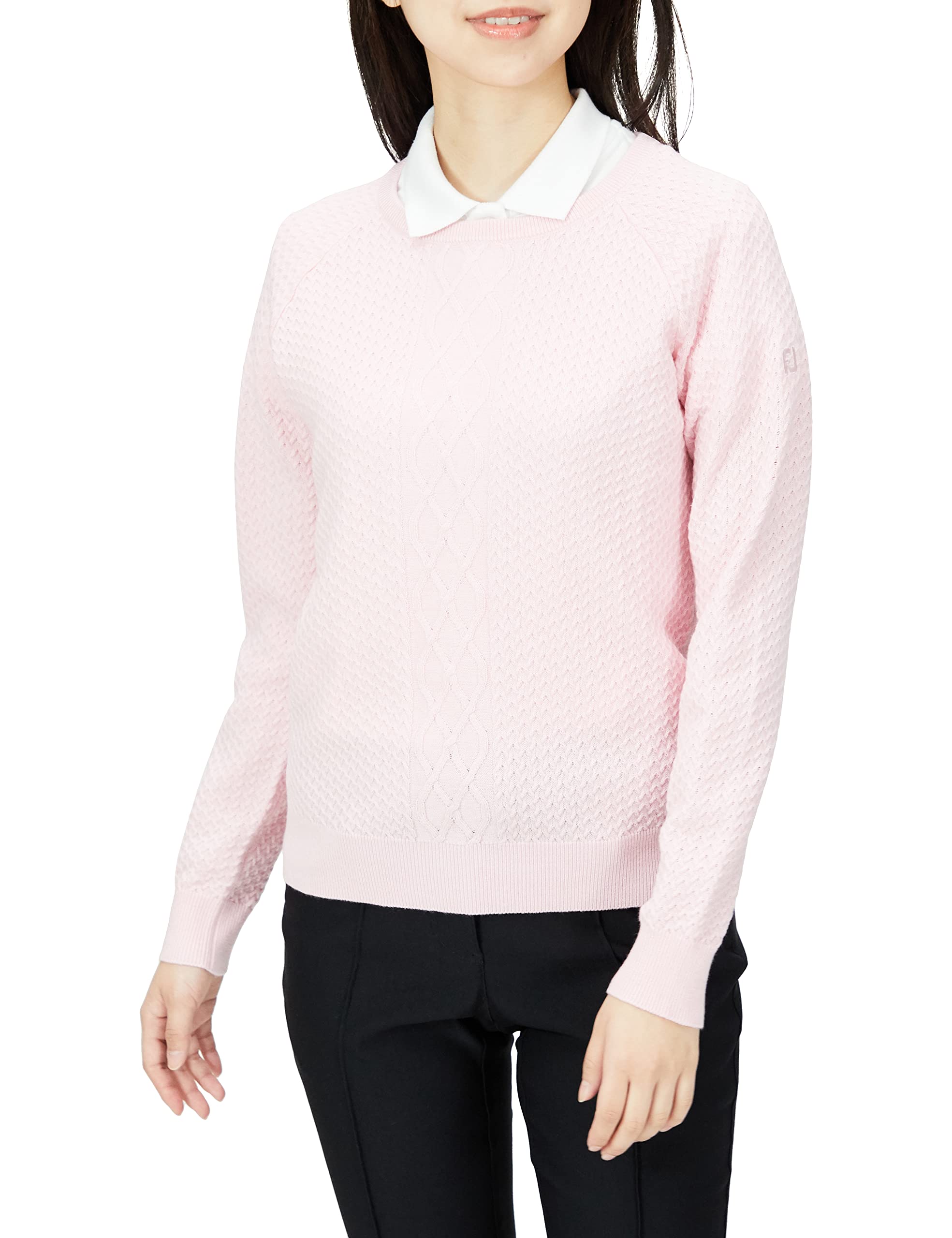 

FootJoy Crew Neck Cable Sweater Pink L FJW-F22-M03 Women s розовый