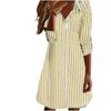 Ladies' Fashionable Striped Lapel Casual Long Sleeved Loose And Comfortable Button Up Dress