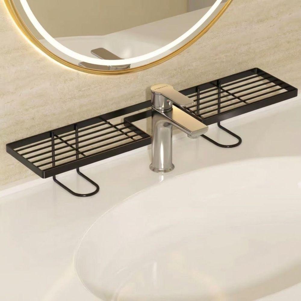 Water Drainage Bathroom Storage Rack Carbon Steel Sink Drying Rack Cosmetics Organizer  Bathroom