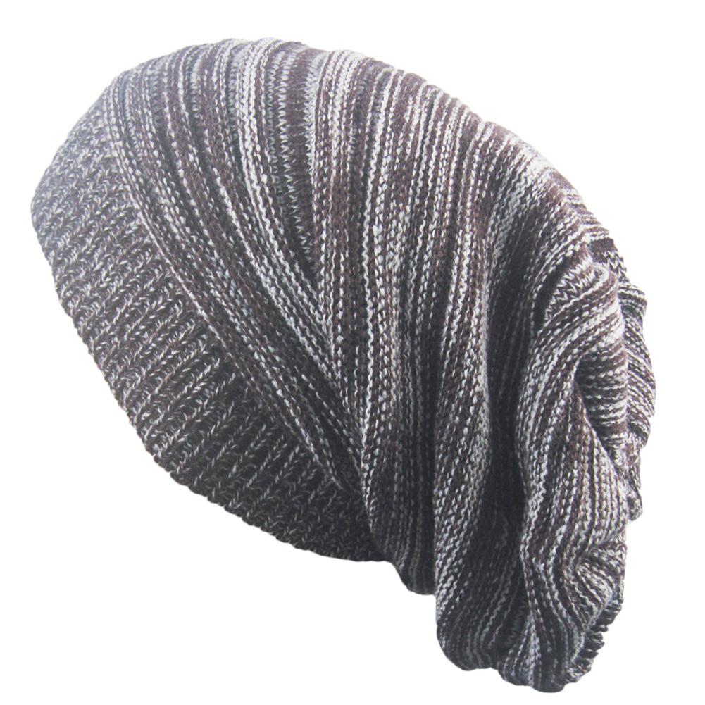 Pleated Knitted Cap Two-Colored Mottled Warm Woolen Beanie Hat Skullcap
