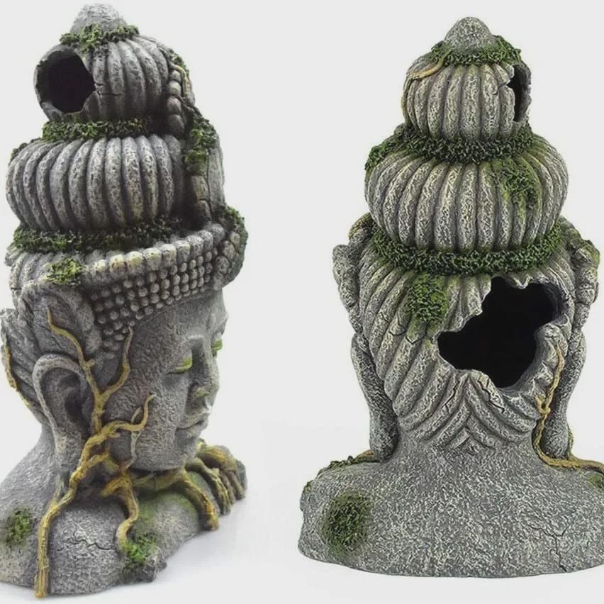 Reptile & Fish Tank Resin Bodhisattva Head Ornament