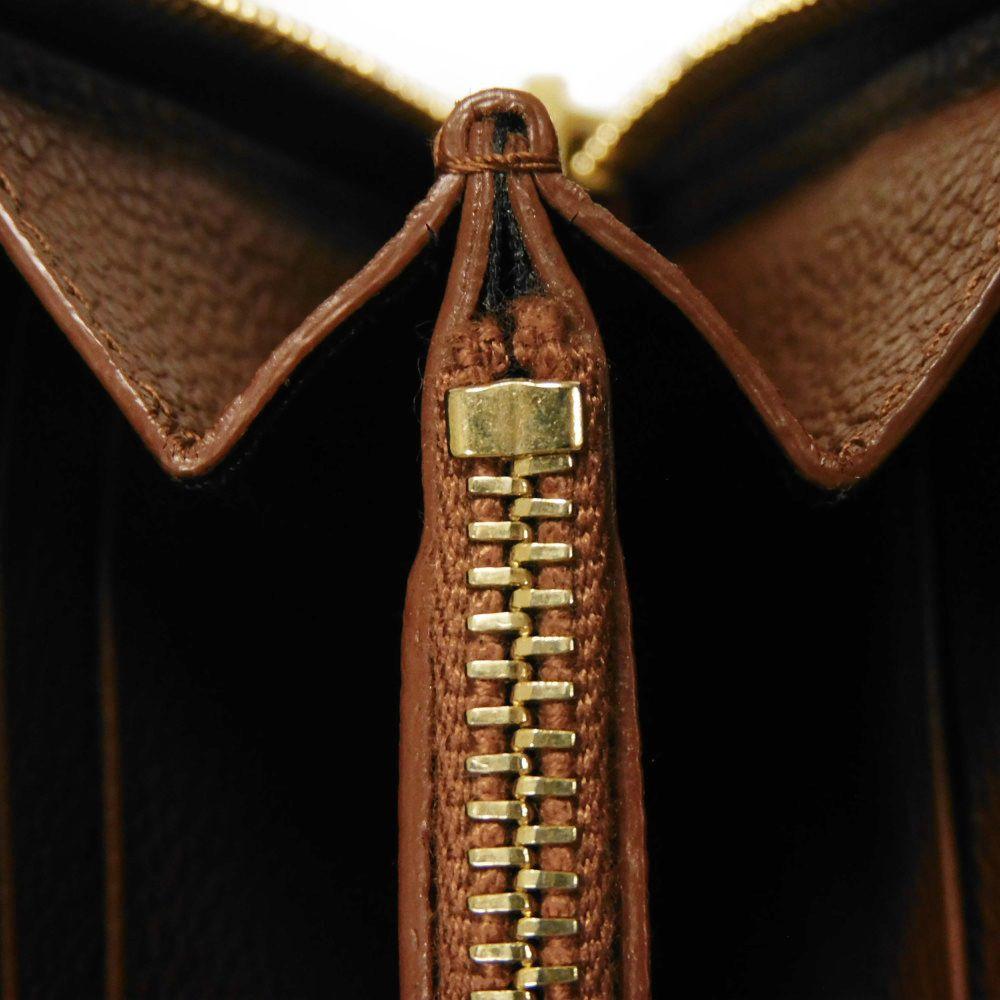 Used YSL Full Zip Wallet 9921 414680 B680J 6309 7940 Calfskin Brown Zip Around Logo Foil Stamp Brick Unisex from Japan