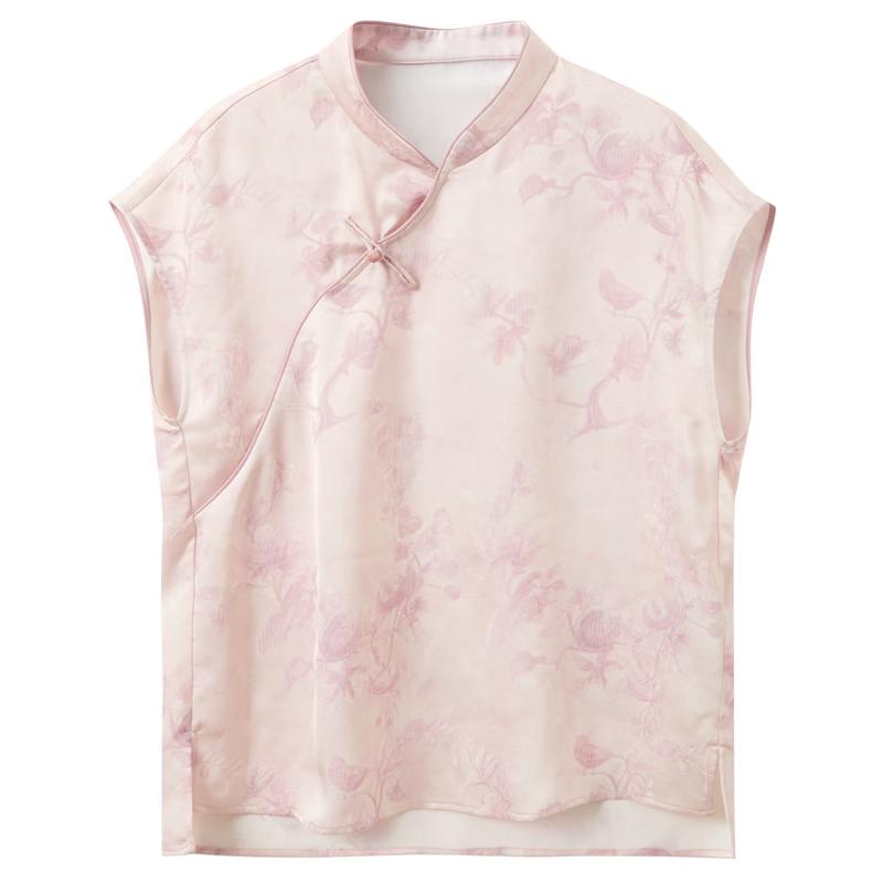 

Sancai 2026 Summer New Chinese Style Jacquard Short Sleeve Blouse S