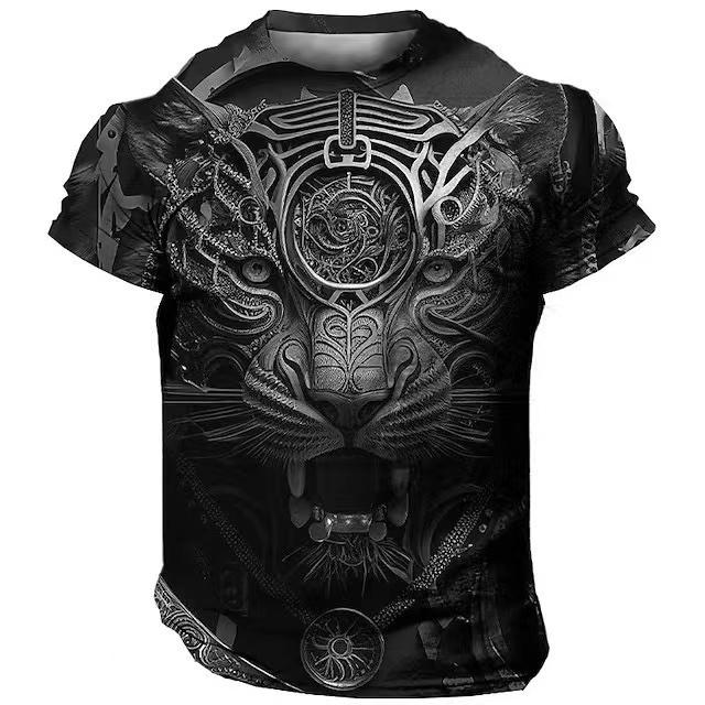 Domineering Lion 3D Print T-Shirts Summer Casual Pattern Top Harajuku Short Sleeve Oversized Streetwear Men's T-shirts