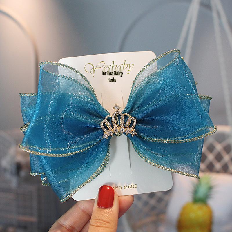 Girls' Princess Crown Bow Hair Clip - Korean Style Fairy Holiday Accessory