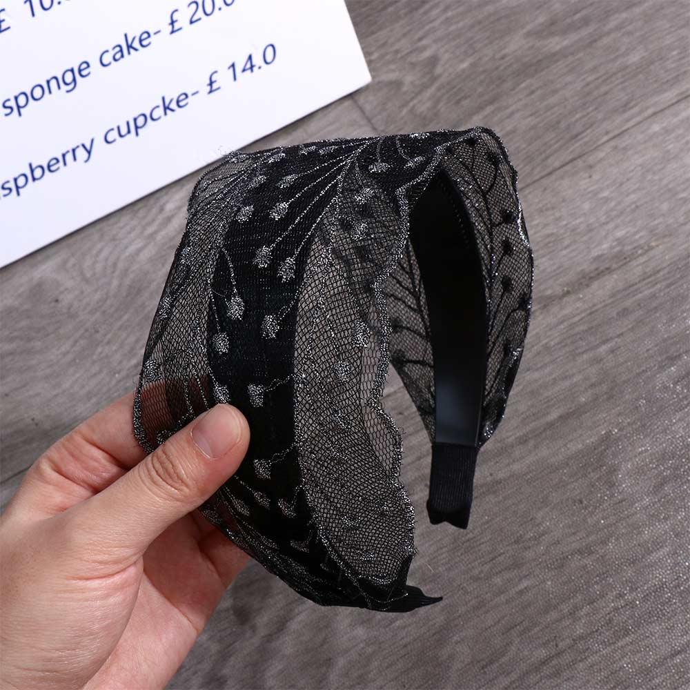 Non-slip Toothed Silk Embroidery Hair Bands Hair Accessories Lace Head Hoop Broadside Headband