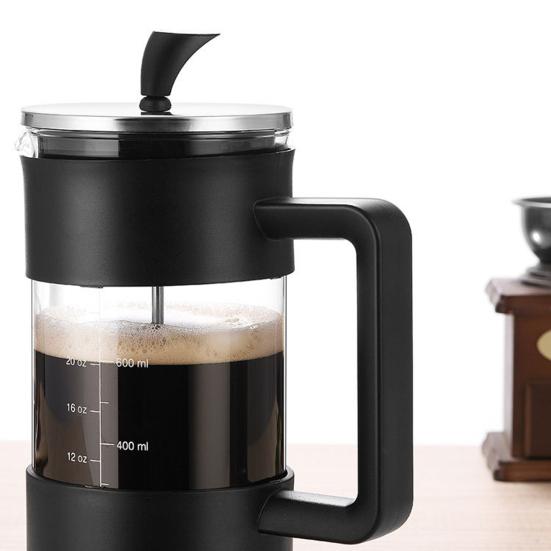 1000ml French Press Coffee Maker 34oz Heat-Resistant Borosilicate Glass No-Drip Spout Advanced Filtration System