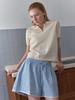 Elssibeui Cherry Check Banding Shorts_Skyblue
