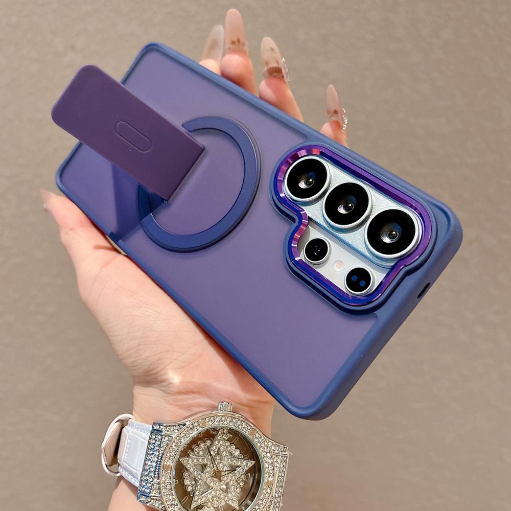 KEYSION Stoßfeste matte durchscheinende Hülle für Samsung Galaxy S26 Ultra 5G S26+ Plus Ständer Kabelloses Laden Handy-Rückseite