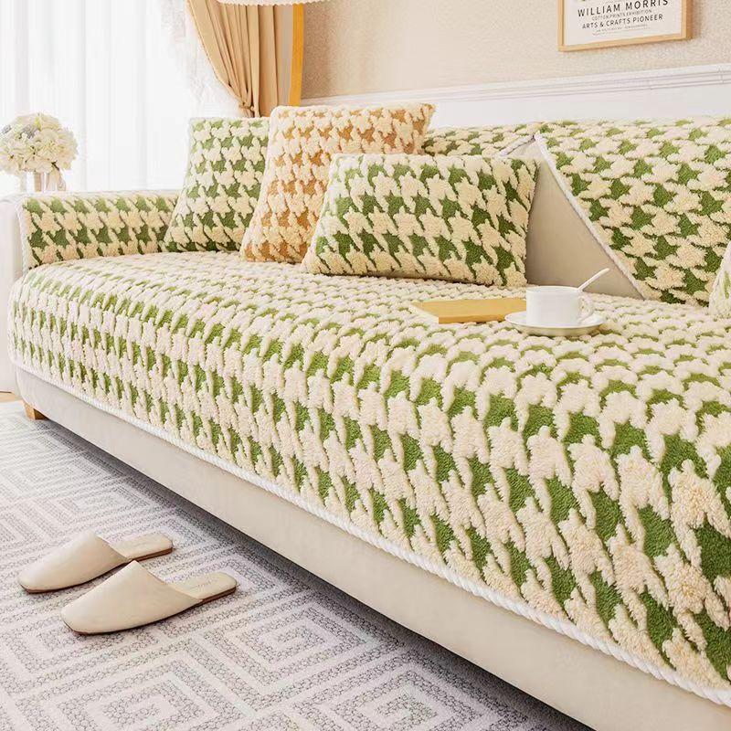 Sofa Cushion Winter Thickened Fleece Cushion Non-Slip Leather Sofa Cover Armrest Cover Towel