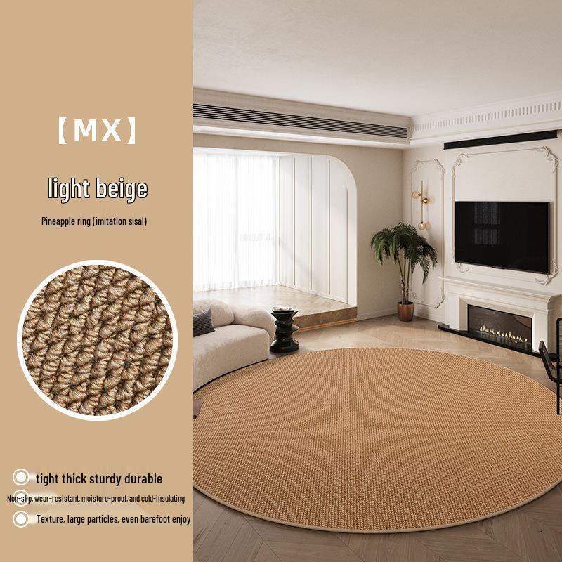 Thickened Pure Color Round Sisal Rug for Living Room, Bedroom, Sofa, Coffee Table, Study, Chair Mat
