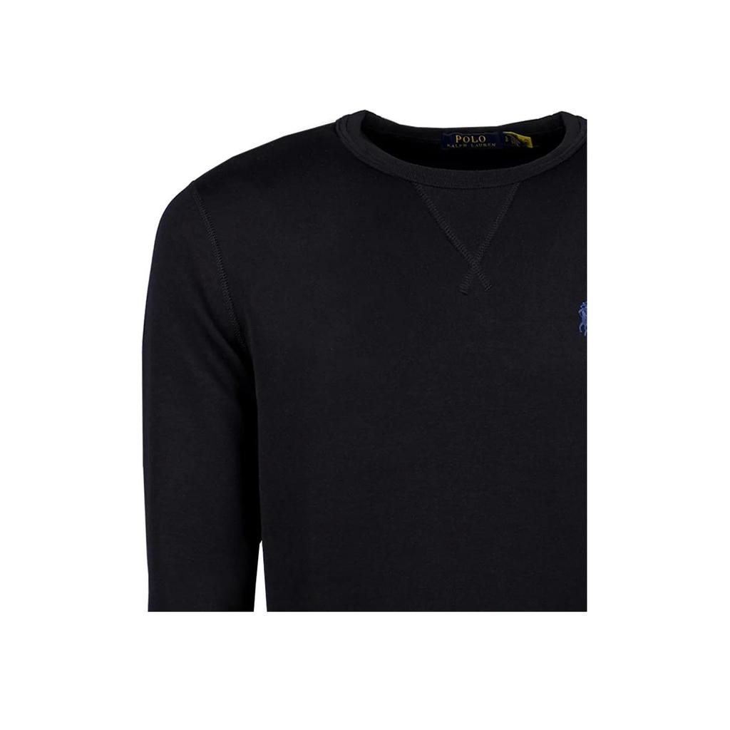 Polo Ralph Lauren Solid Color Double-Sided Knit Small Pony Logo Embroidered Crew Neck Long Sleeve Sweatshirt Men sweatshirt Black 710735064-009