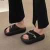 Popular new summer fashion metal outer slippers women's muffin thick-soled round head sandals vacation beach shoes women's tide