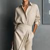 1116 European and American women's clothing spring elegance temperament commuter long-sleeved shirt irregular split skirt set