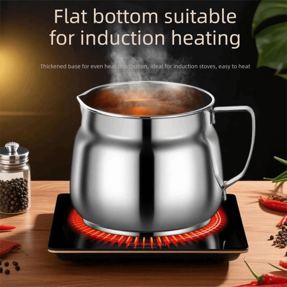 Portable 1.5L Oil Filter Pot Stainless Steel Large Capacity Cooking Oil Strainer Storage Container With Lid Oil Pot Kitchen