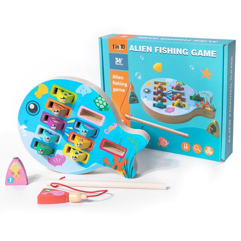 

Five Wooden Fishing Games to Enhance Toddlers Hand-Eye Coordination, Color Recognition, and Focus. 21.5*17.5*3.5 cm