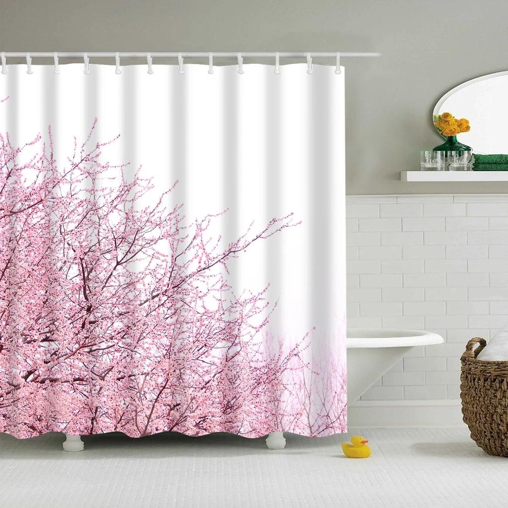 Tropical Green Plant Palm Leaves Bathroom Accessories Set Shower Curtain Bathroom Curtains Waterproof Polyester with Hooks