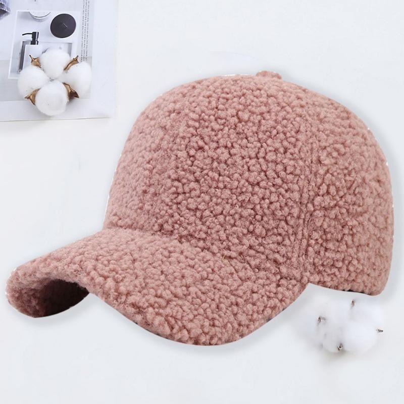 Autumn and Winter Lamb Wool Baseball Cap Warm Fashion Light Board Cap Embroidery Letter Hat