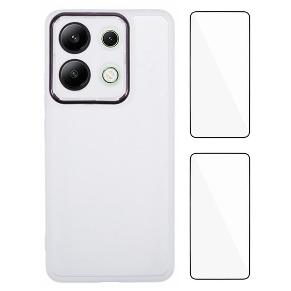 

WANLONFENG DKSM2 Series Clear Case for Xiaomi Redmi Note 13 4G TPU Phone Cover with 2Pcs Screen Film/Electroplated Lens Frame Transparent White
