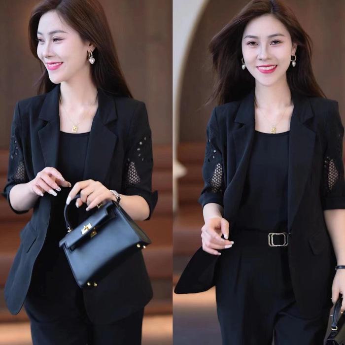 Women's  Summer Slim Fit Three-Piece Suit: Professional, Stylish, Harem Pants.