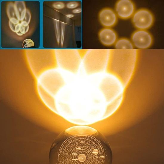 Kristallkugel Nacht Glaskugel mit Holzsockel Tischlampe Nachtlampe (7,5 cm, Universum C Ball) (Galaxy Kristallkugel)