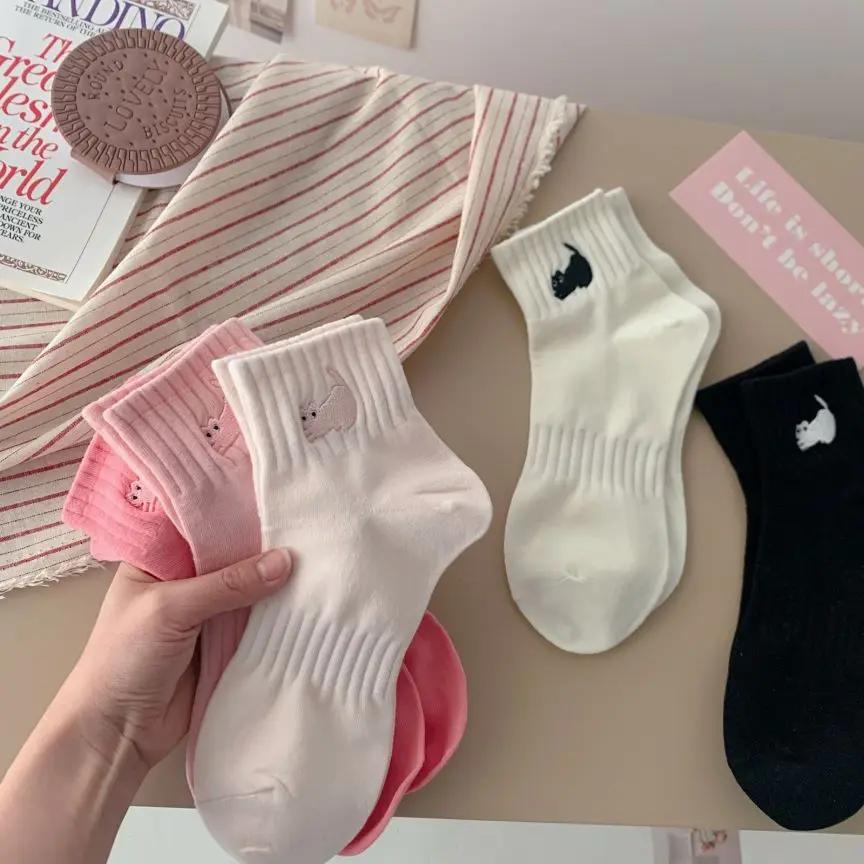Damen Frühlings Sommer Mittelschaft Baumwollsocken Niedliche Katzen Socken Koreanische Mode Süßer Stil Kawaii Calcetines Animalitos Für Mädchen Geschenk