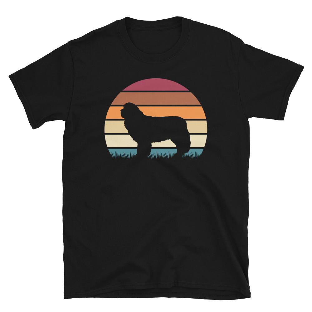 

Ретро Закат Собака Любитель Животных Ньюфаундленд Порода Короткий Рукав Унисекс Футболка 2XL