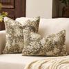 Vintage Neutral Floral Jacquard Throw Pillowcase Soft Decorative Farmhouse Accent Couch Pillow Case for Home Living Room Bed