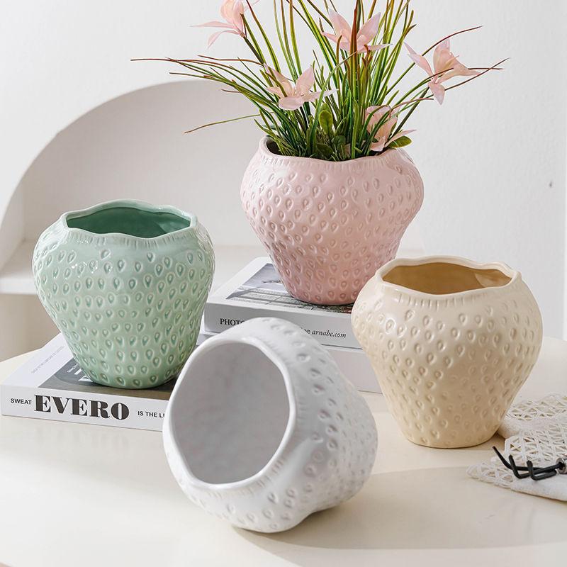 European Style Ceramic Strawberry Vase Colorful Potted Ornaments Living Room Dining Table Hydroponic Flower Ware Strawberry Vase