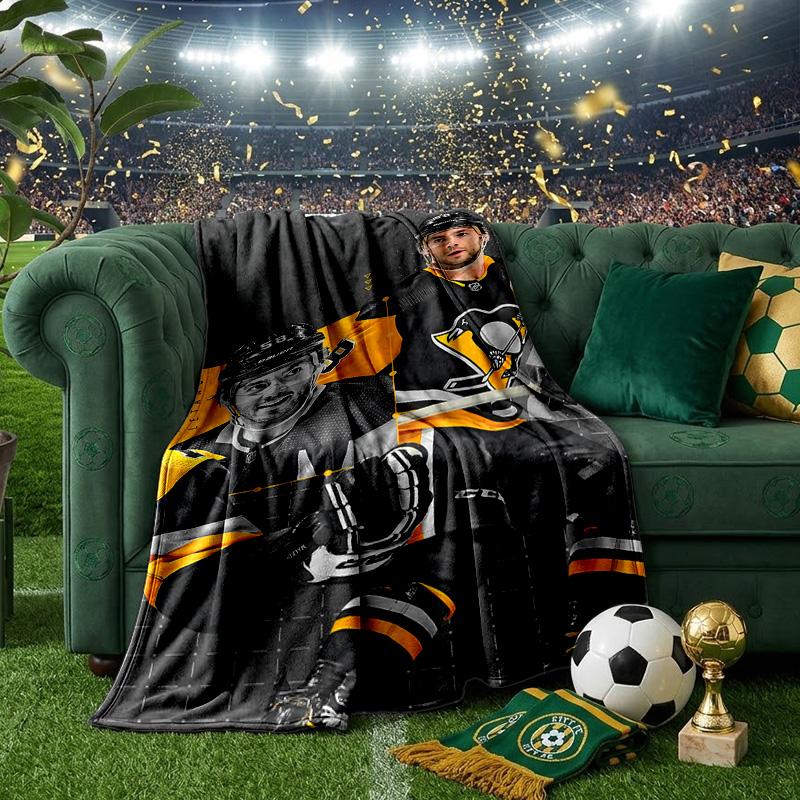 Pittsburgh Hockey Player Crosby Throws Blanket Flannel Blankets Plush for Couch Bed Gifts for Men Women Travel picnic blanket Christmas fan gifts