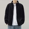 Men's Retro Stand Collar Zipper Cardigan Hoodie - American Style, Spring/Autumn, High-End, Wear-Resistant Jacket
