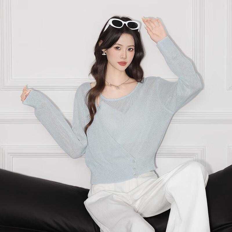 Women's Lyocell Linen Blend Long Sleeve Thin Knit Top