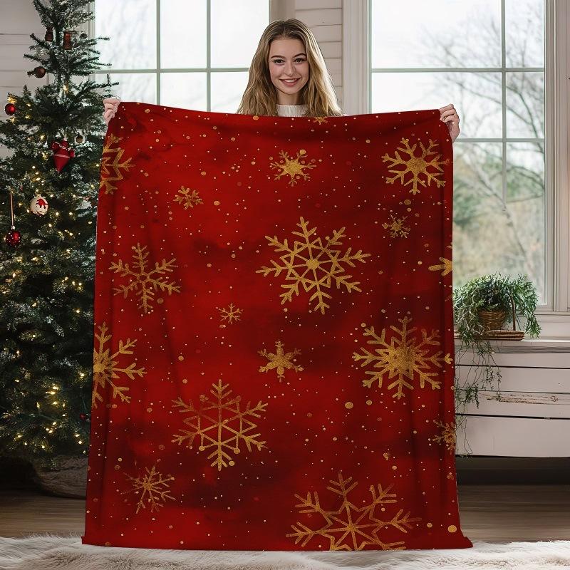 Christmas Geometric Theme Digital-printed Polyester Velvet Flannel Soft Sofa Cover Blanket Fleece Sofa Cover Blankets for Beds