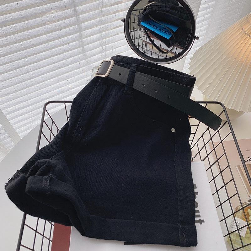 

Классические и минималистичные модные универсальные женские брюки-трапеции с высокой талией и широкими штанинами из ткани Wowen на весну и лето, свободные повседневные джинсовые шорты 2XL чёрный