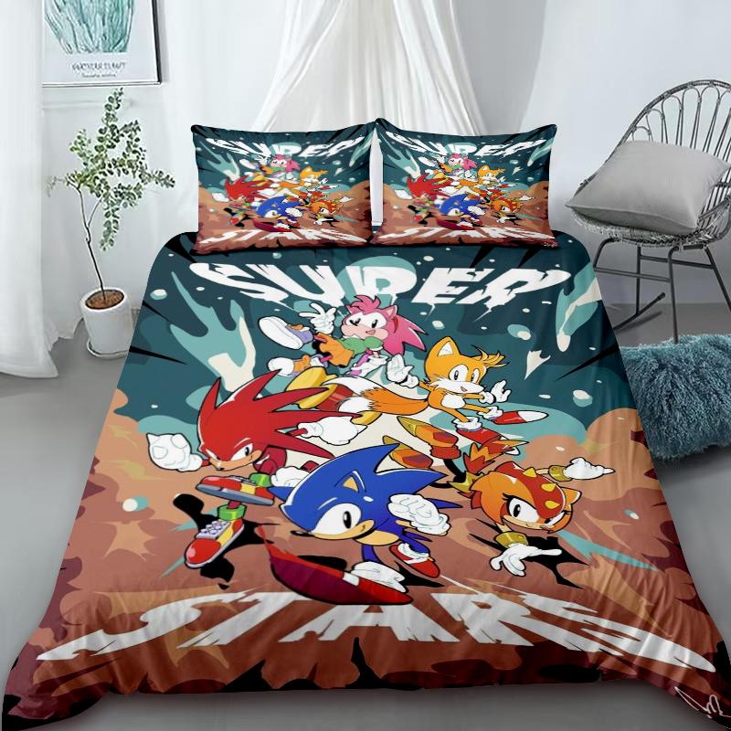Sonic Duvet Cover for Kids Cool Bedding Set, Duvet Cover for Bedroom Decor Twin, Double, Queen,Soft and Comfortable and King