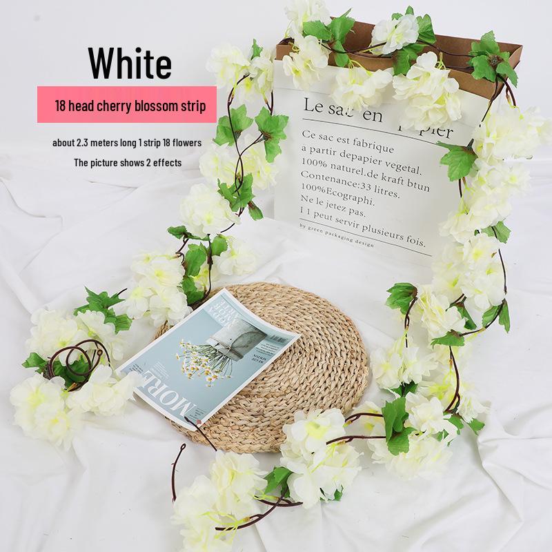 Silk Cherry Blossom Branch Artificial Vine: Floral Decoration for Weddings and Indoor Spaces