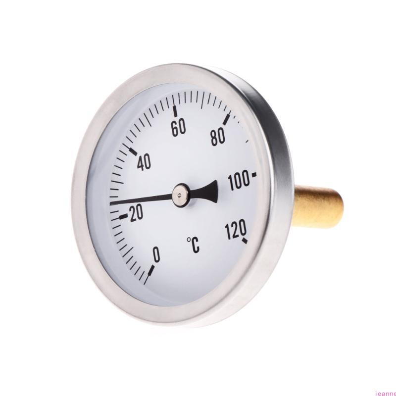 63mm Dial Horizontal Thermometer Aluminum Temperature Gauge Meter Liquid Water
