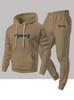 Men's fashionable casual two-piece set, new fleece-lined personalized letter print hooded shirt, sweatshirt and pants set