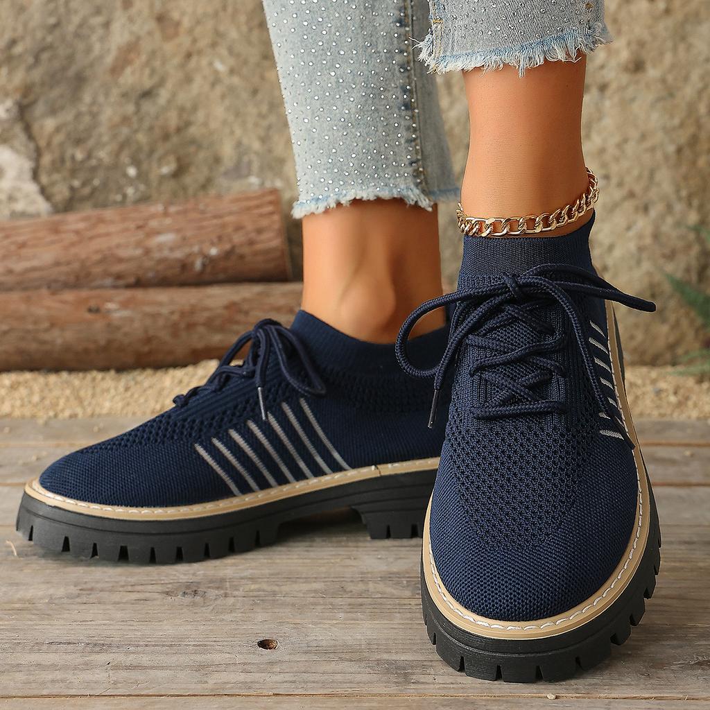 Übergrößen Schuhe für Damen 36-43 Sommer Frühling 2026 Damen Mesh Atmungsaktiv Bequem Schnürung Plateau Flats Sneaker Damen