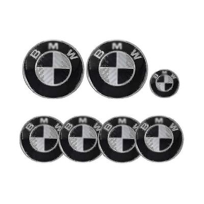 Emblema Auto 7 Pezzi per Bm-w Emblema 82mm Cofano e Baule ed Emblema 68mm Copricerchi e Emblema Volante 45mm