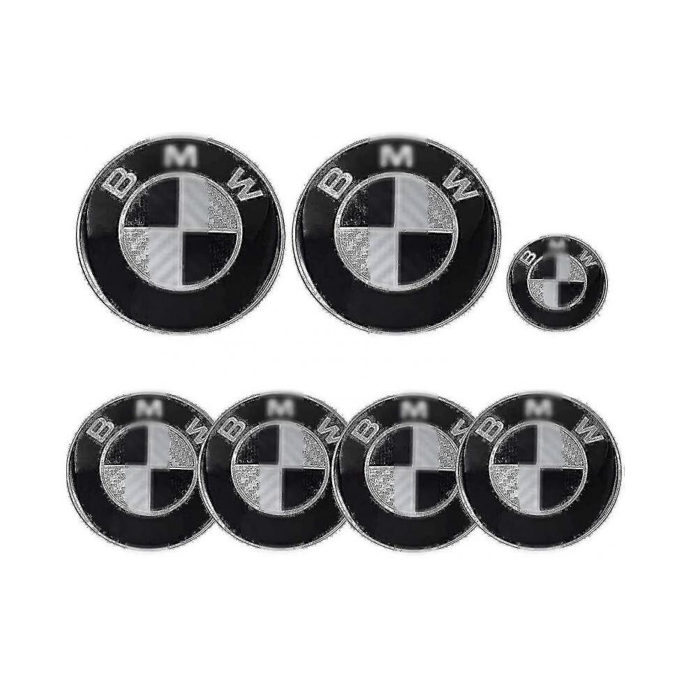 Auto-Emblem 7 Teile für Bm-w 82mm Emblem Motorhaube Und Kofferraum Und Emblem 68mm Radkappen Und 45mm Lenkrad-Emblem