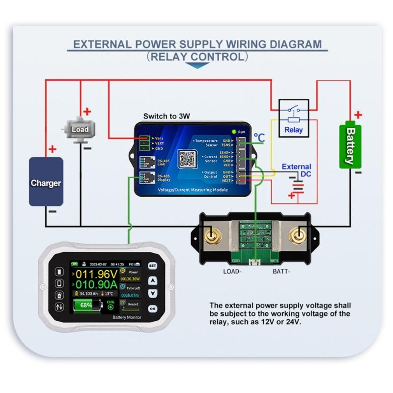 Neuer KH140F Batteriemonitor 0-120V Spannungs- und Stromtester Wohnmobile Batterie VA Coulomb-Zähler für Auto LKW Motorrad