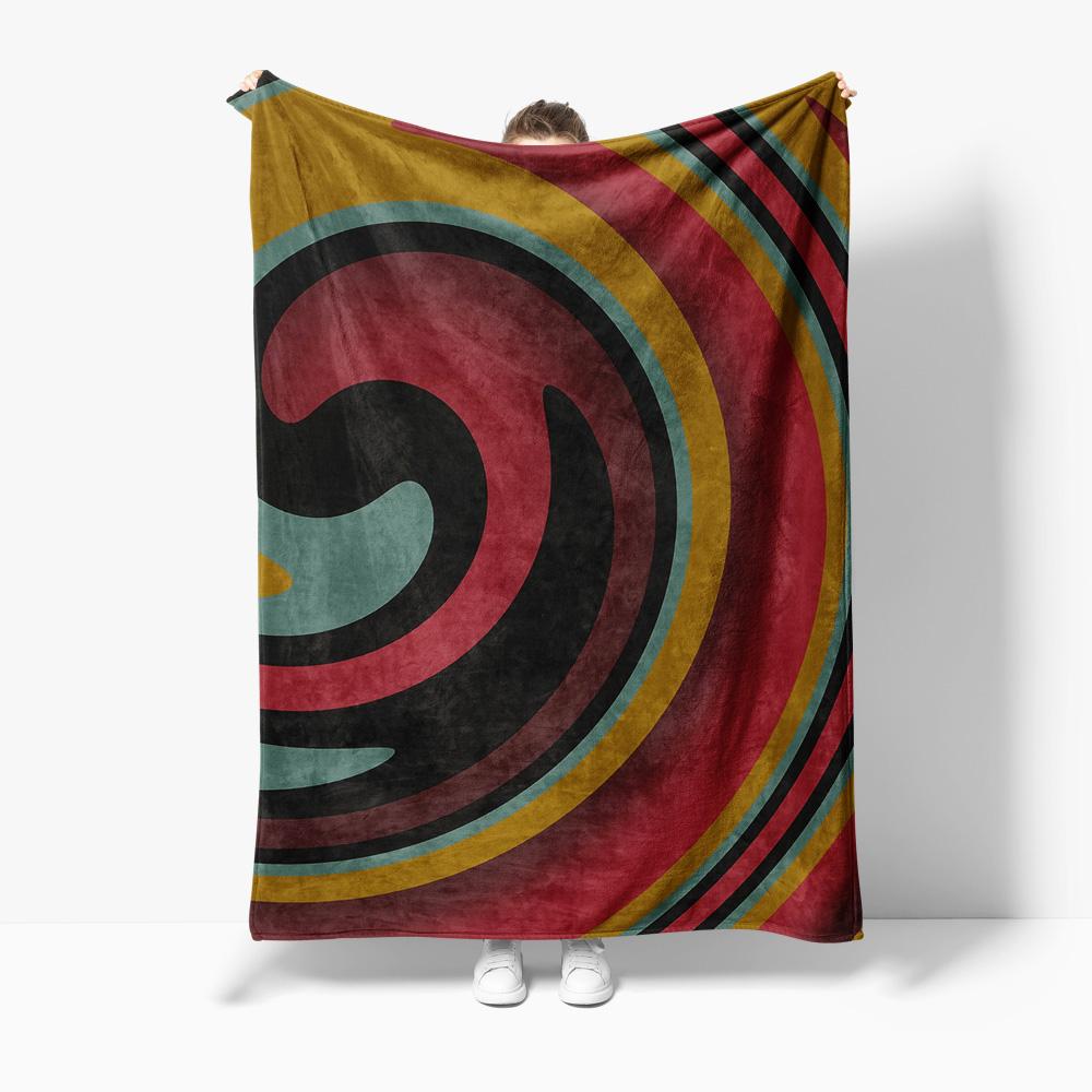 Vibrant Colorful Circles Abstract Geometric Throw Blanket Sofa Bed Decorative Cushion Cover Gift 75x100cm (30x40inch)