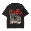 Mens Tshirt Dorohedoro Heiwa Sharks Washed Tshirts Hip Hop  Summer Tees Y2k Retro Design Cotton Clothing Hot Sale