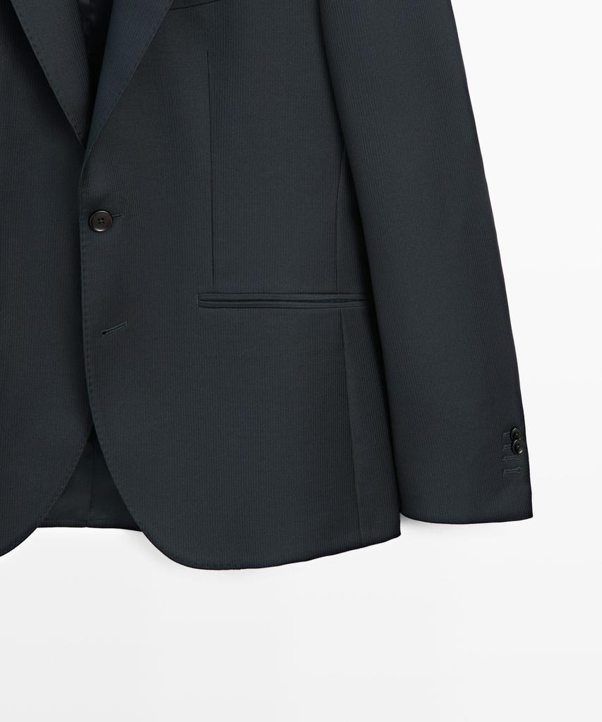 Massimo Dutti Striped Wool Blend Suit Blazer